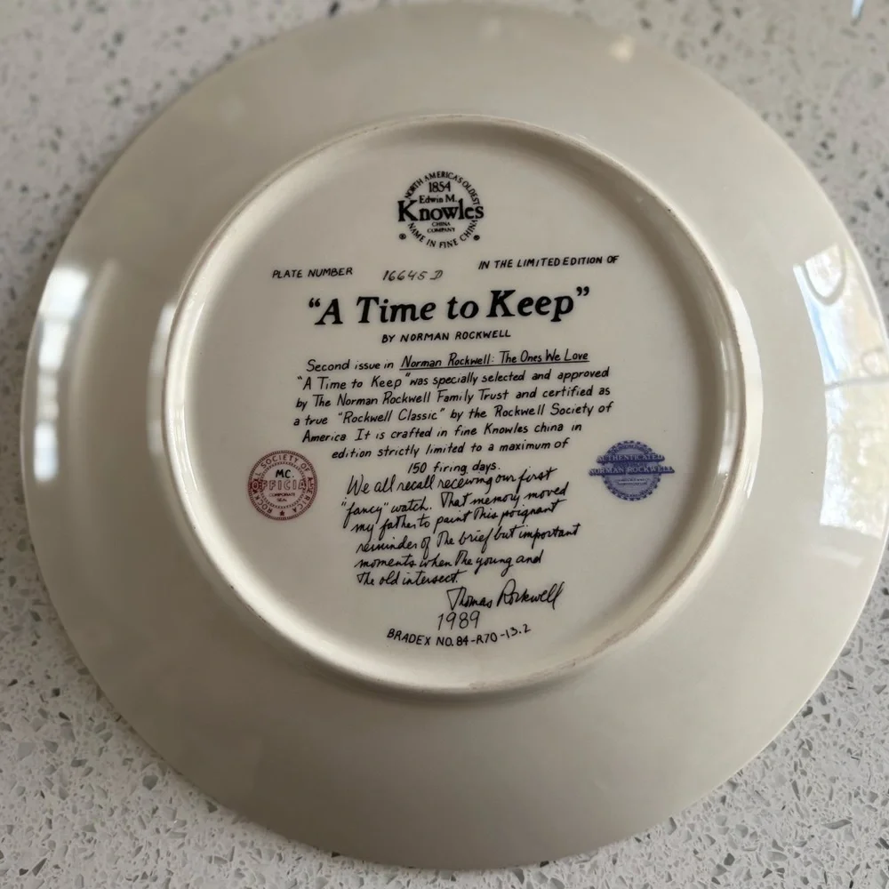 Norman Rockwell “A Time to Keep” Collector Plate – Knowles Fine China